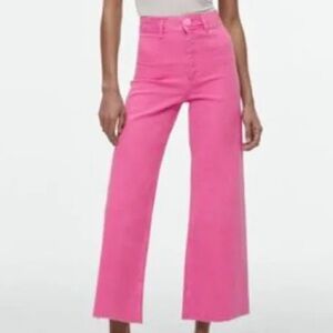 ZARA -Marine Straight High Rise Pink Wide Leg Jeans